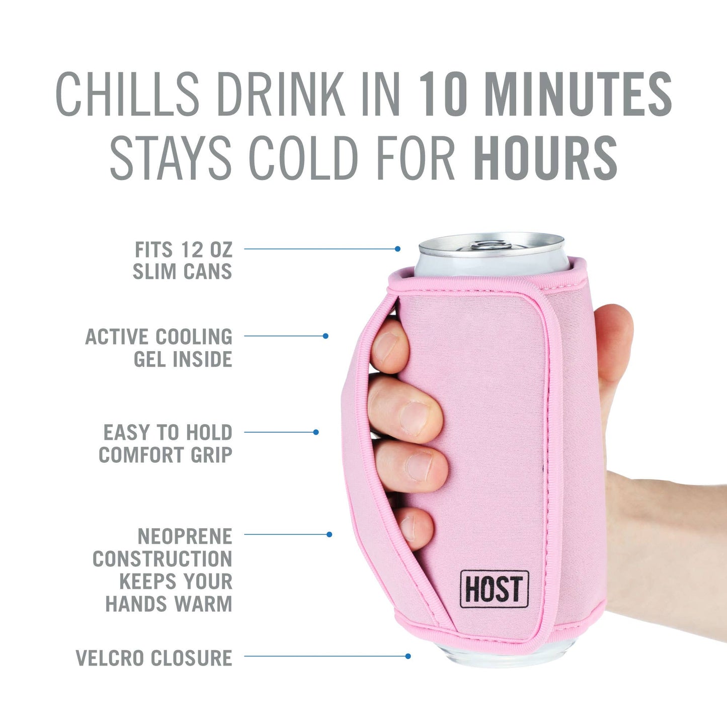 Insta-Chill Sleeve w/ Active Cooling Gel - Slim Cans - Pink