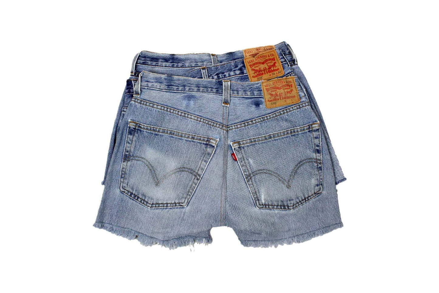 Mid-Rise Upcycled Denim Straight-Cut Shorts