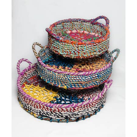 Colorful Jute Round Trays