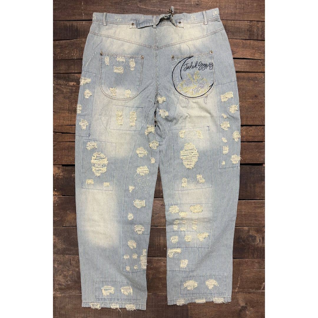 Peace and Love Jeans - Blue Railroad Stripe