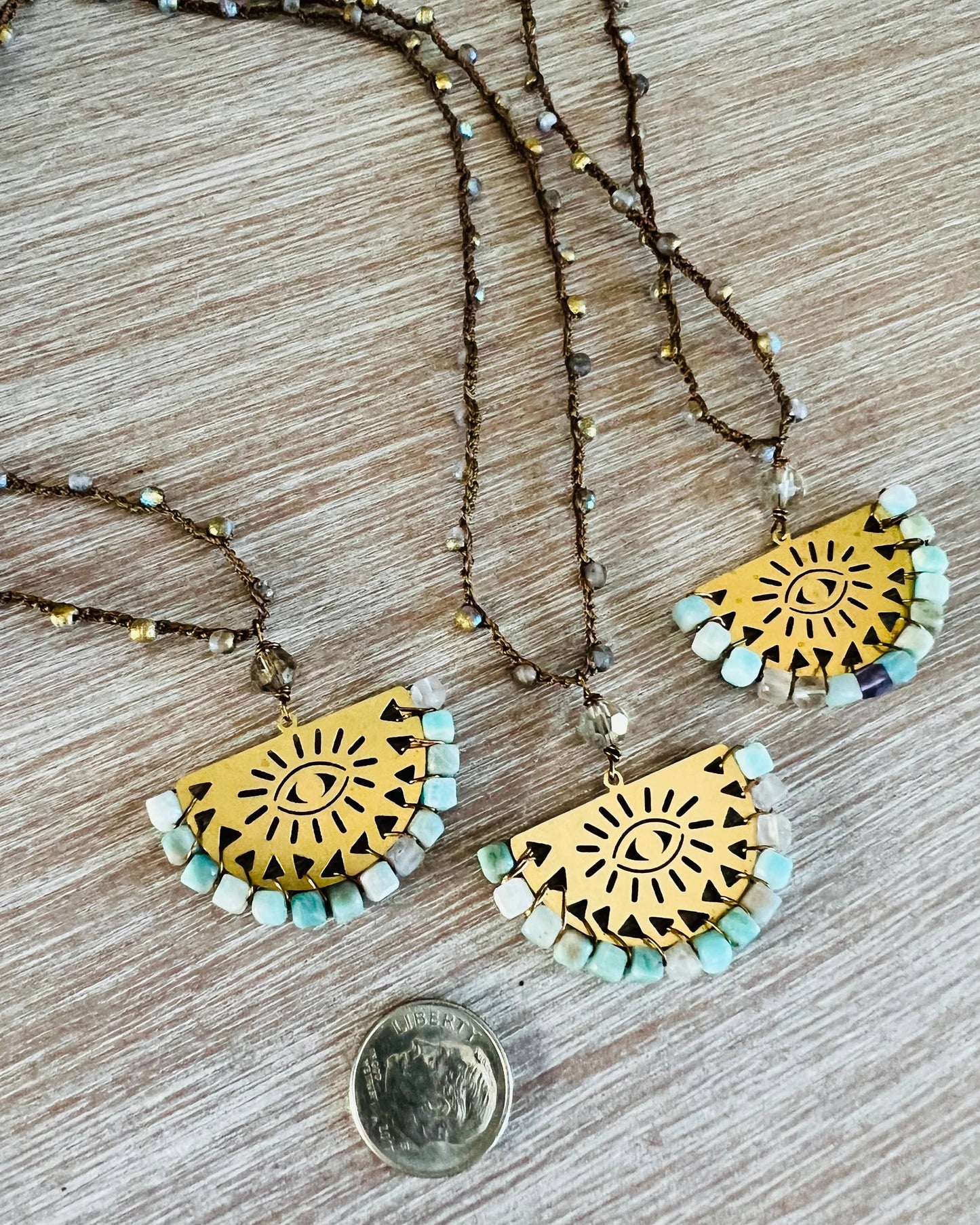 Eye Of Protection Necklace With Amazonite Stones