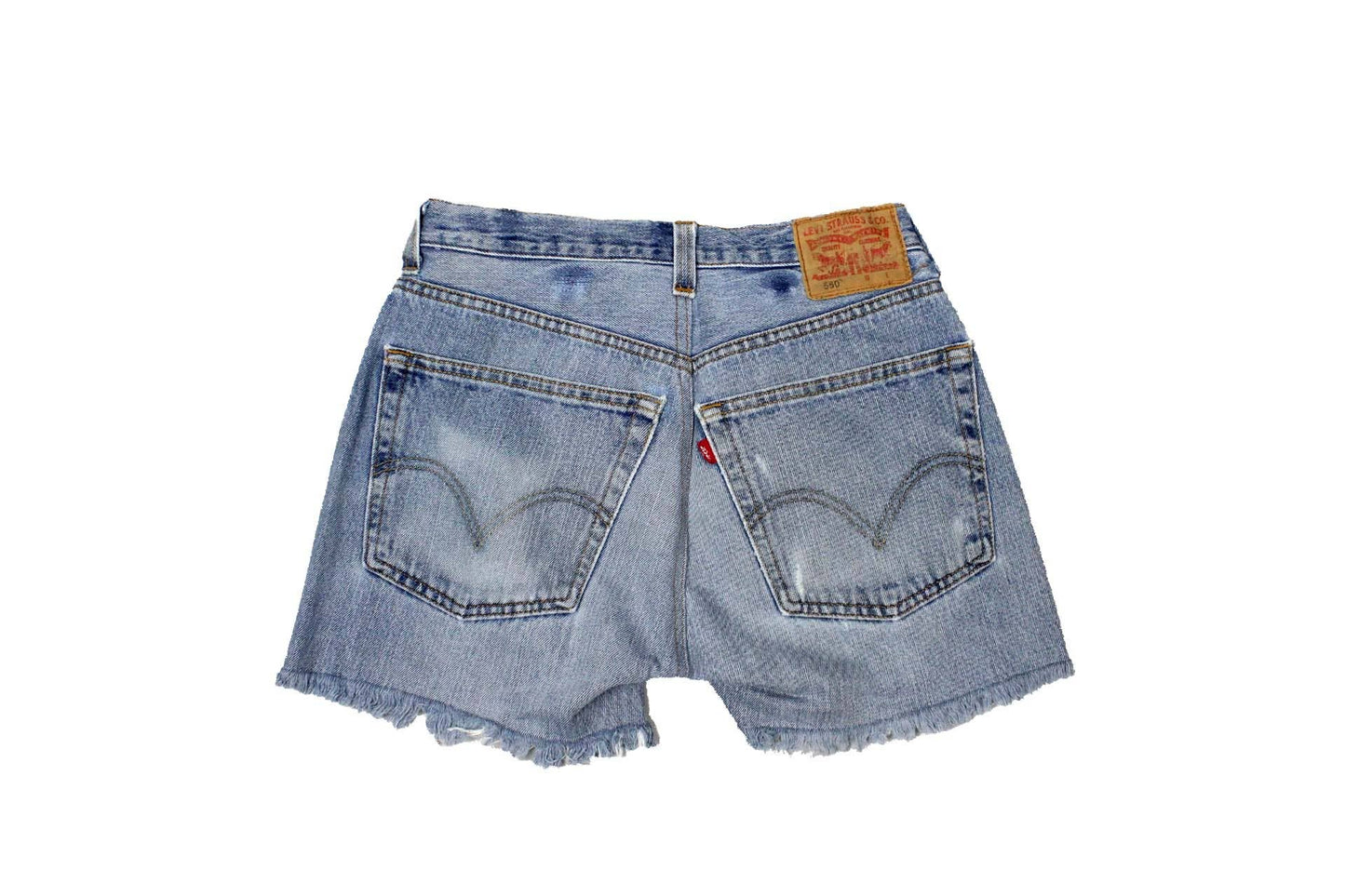 Mid-Rise Upcycled Denim Straight-Cut Shorts