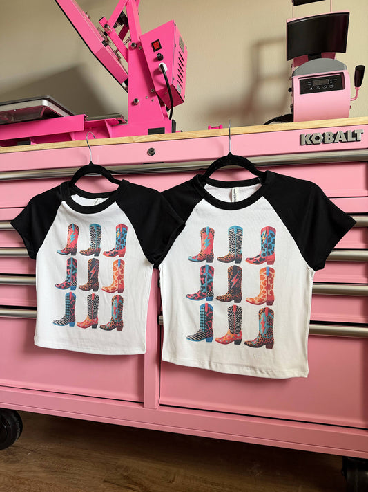 Black Funky Boots Baby Tee