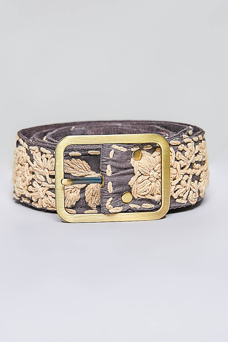 Handcrafted Flower Embroidered Bead Accessory Belt