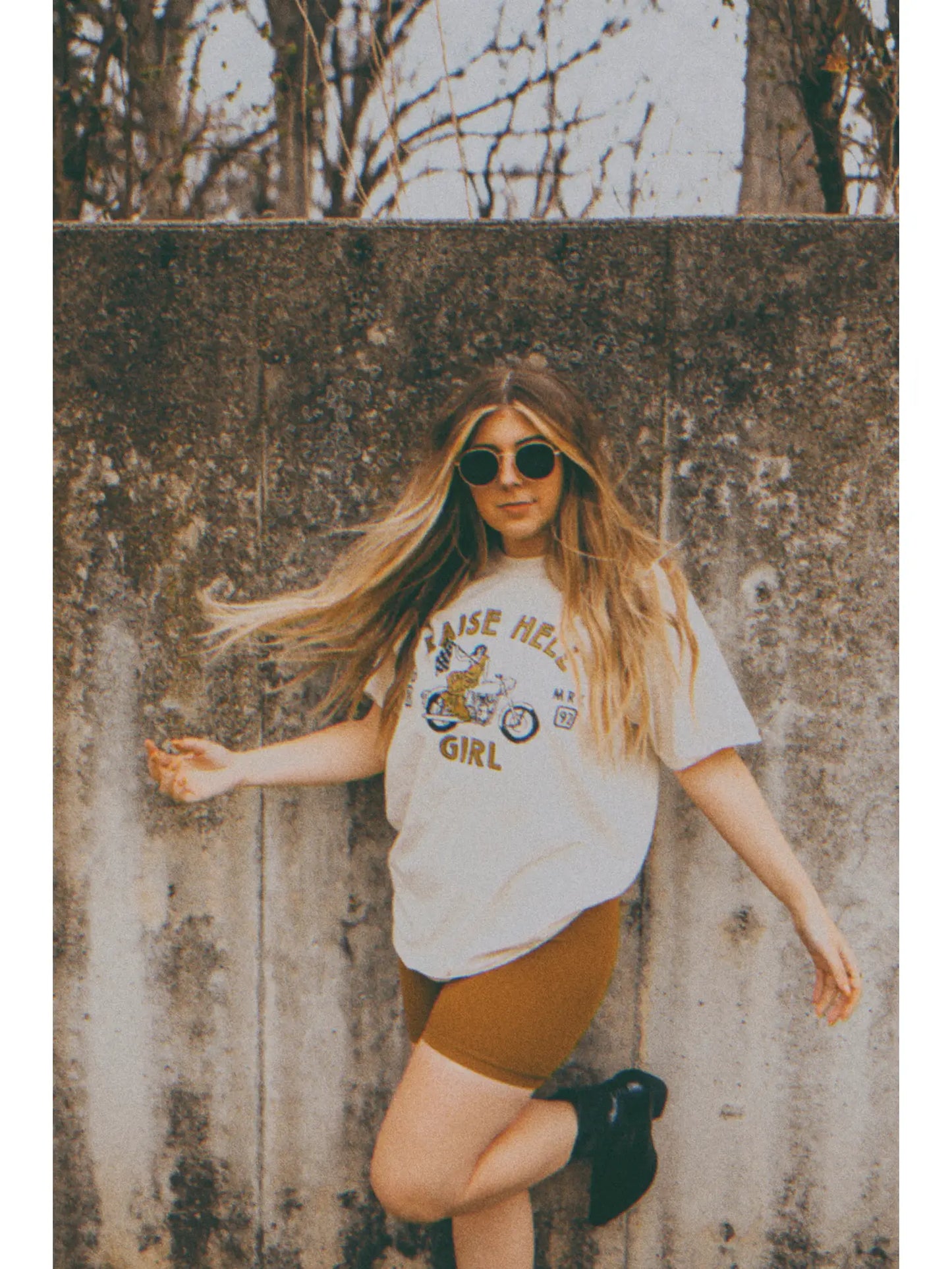 Raise Hell Girl Feminist Girl Power Oversized Tee - Ivory