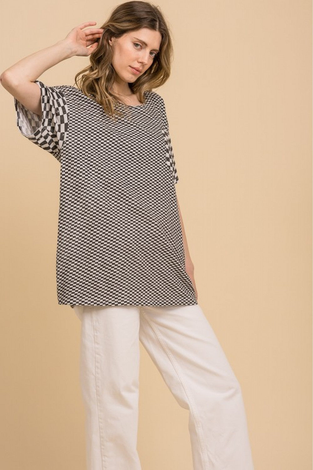 BLACK CHECKERED SHORTSLEEVE SHIRT
