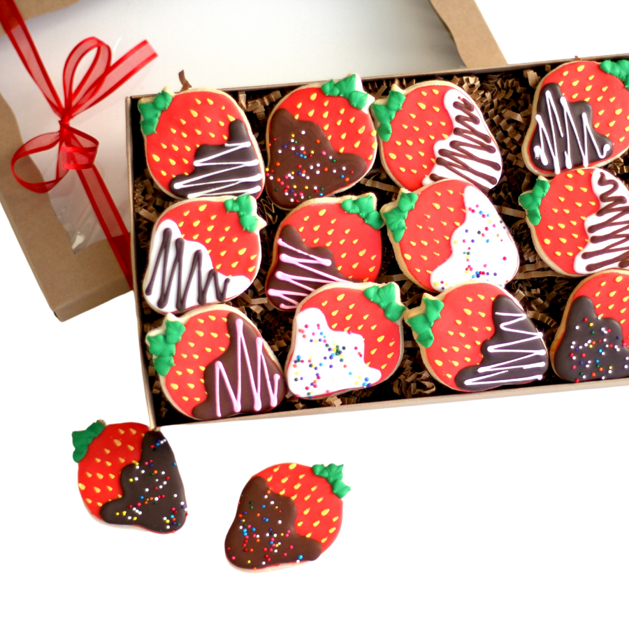Chocolate Covered Strawberry Cookie Valentines Gift Box Set