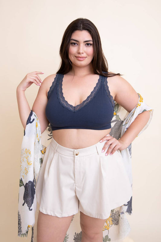 XL Lace Trim Padded Bralette