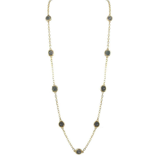 Gold Pavia Pav & Coin Frame Station Necklace