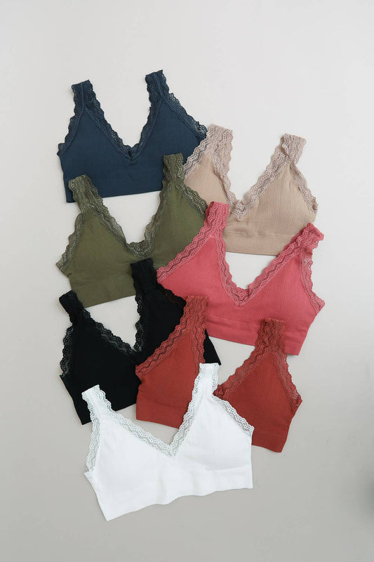 Olive Lace Trim Padded Bralette XL