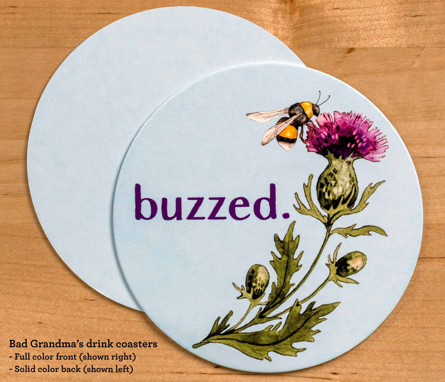 Buzzed Bee and Thistle 10ct drink coaster