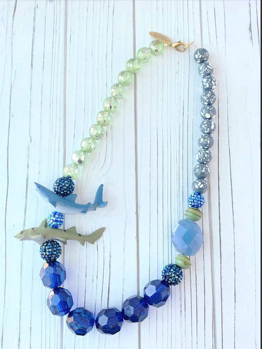 The Shark Necklace in Cobalt