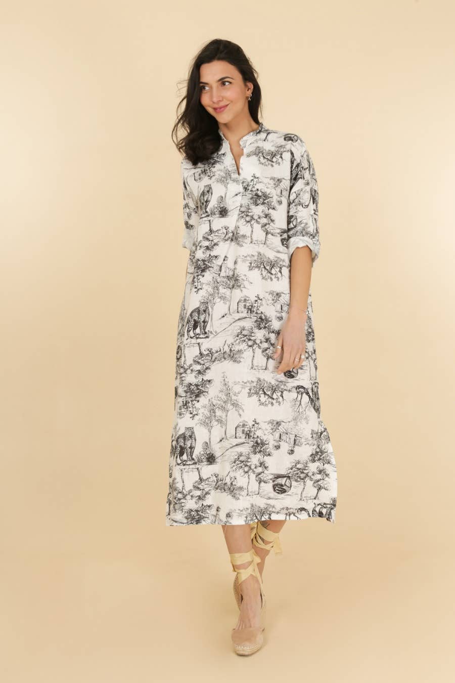 Jungle Toille Linen Dress