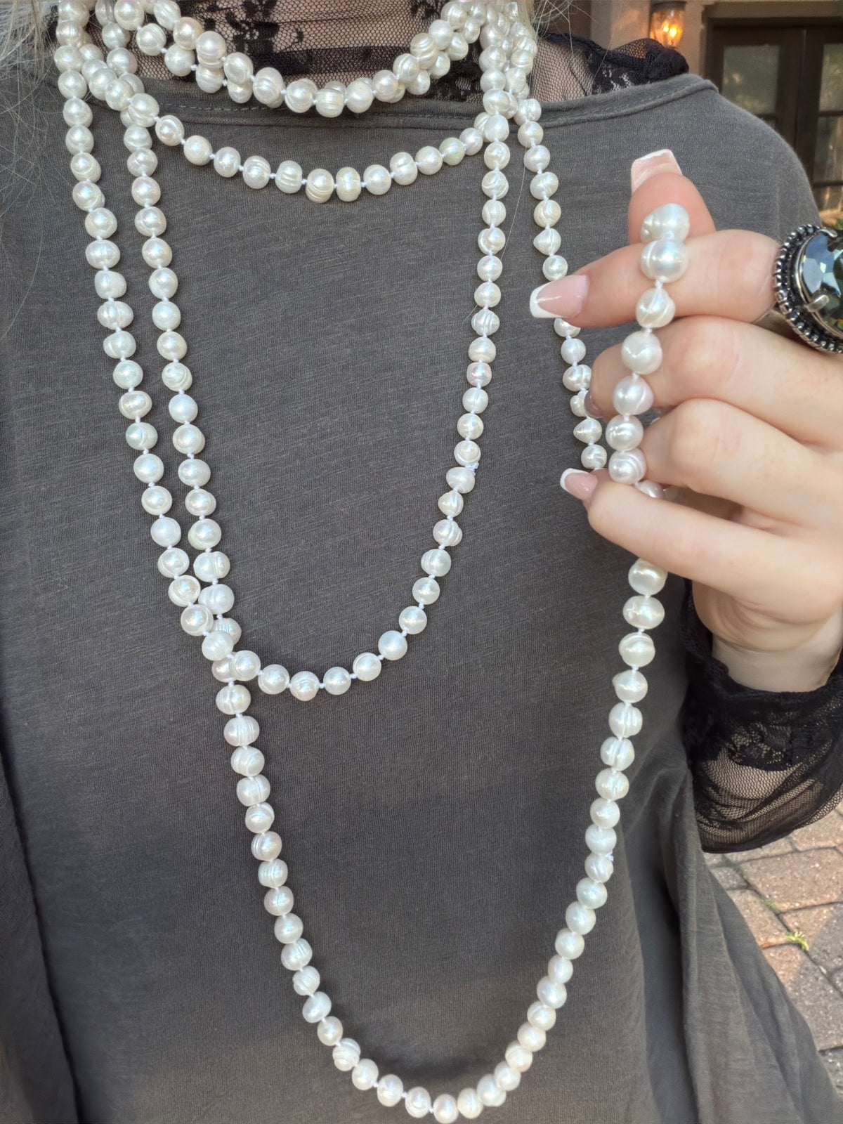 Round Natural knotted Pearls