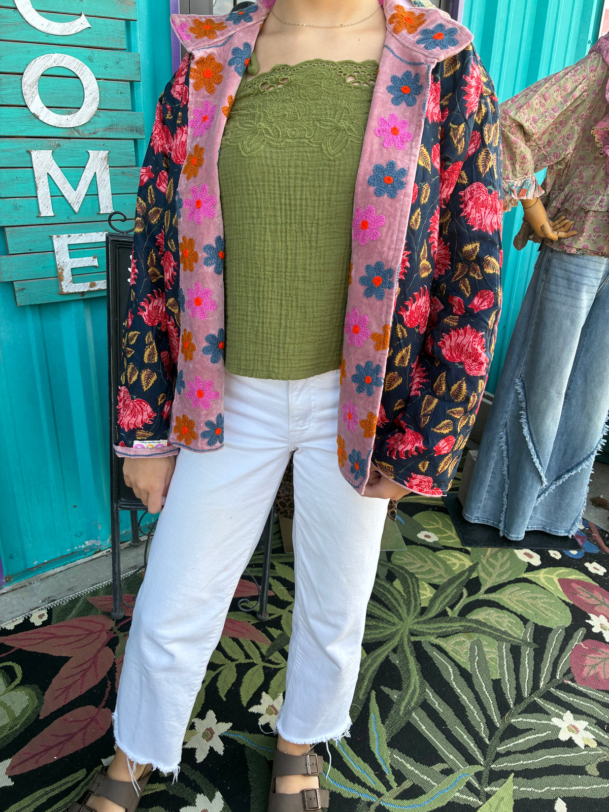 Wildflower Pink Velvet Jacket