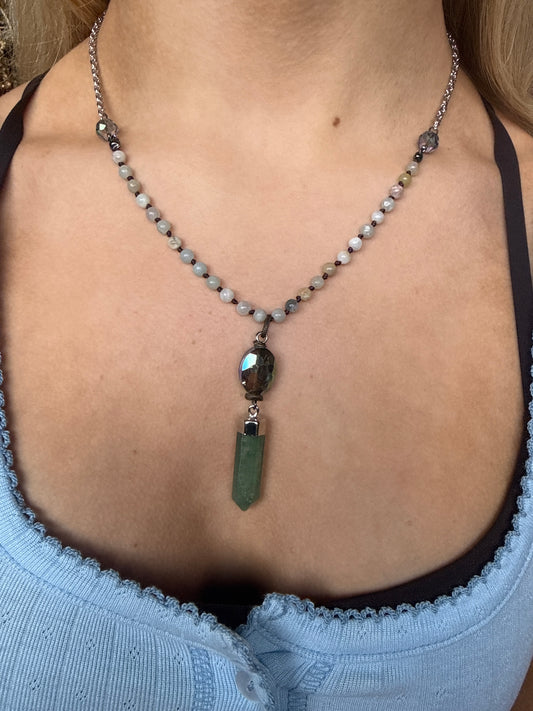 Blue Stone Drop Necklace