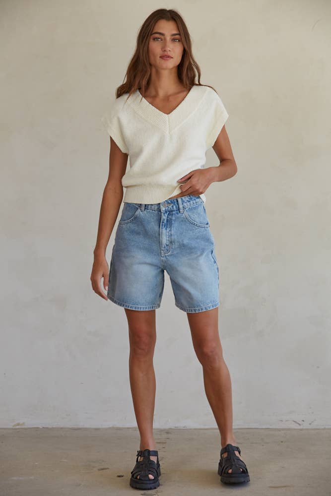 Denim Dad Straight Leg Shorts