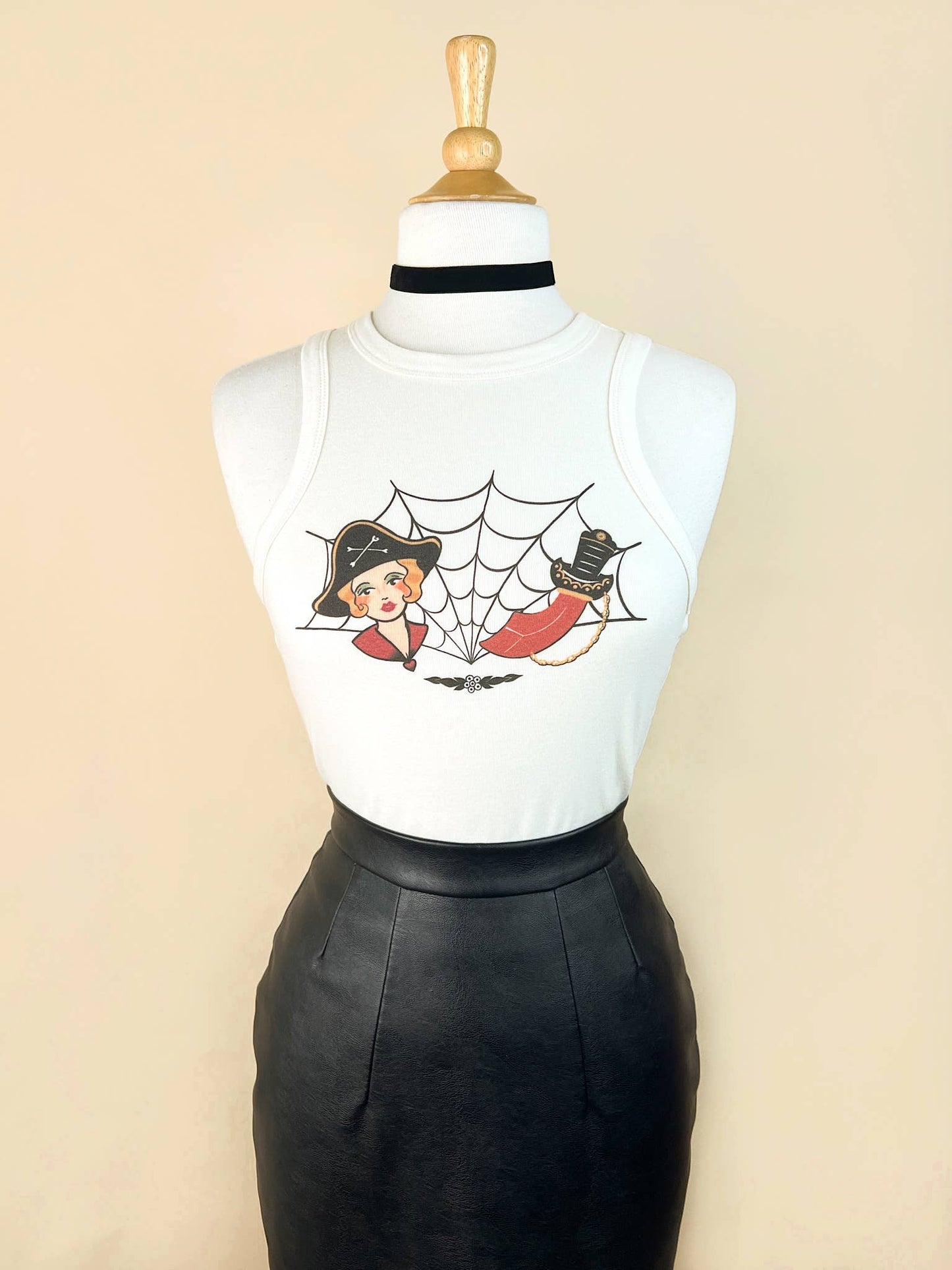 Scarlet Buccaneer Rib Racer Tank in Natural 