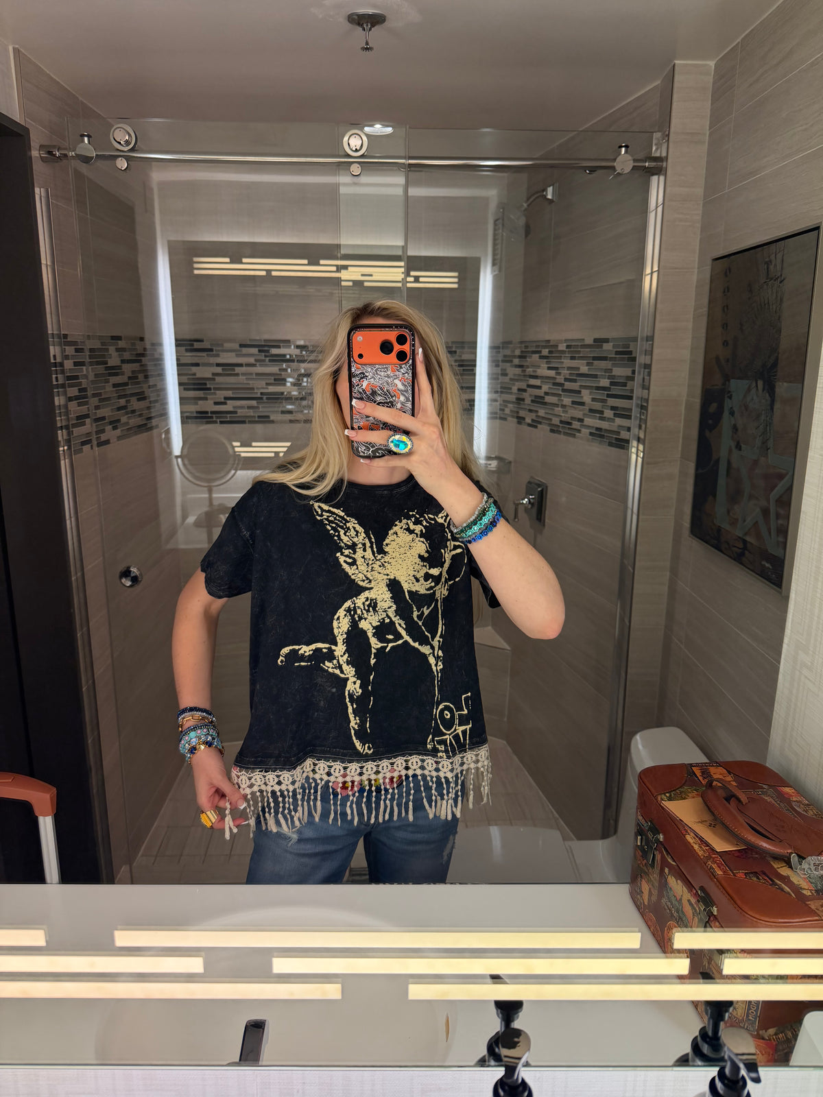 Black Cherub Tassel T-Shirt