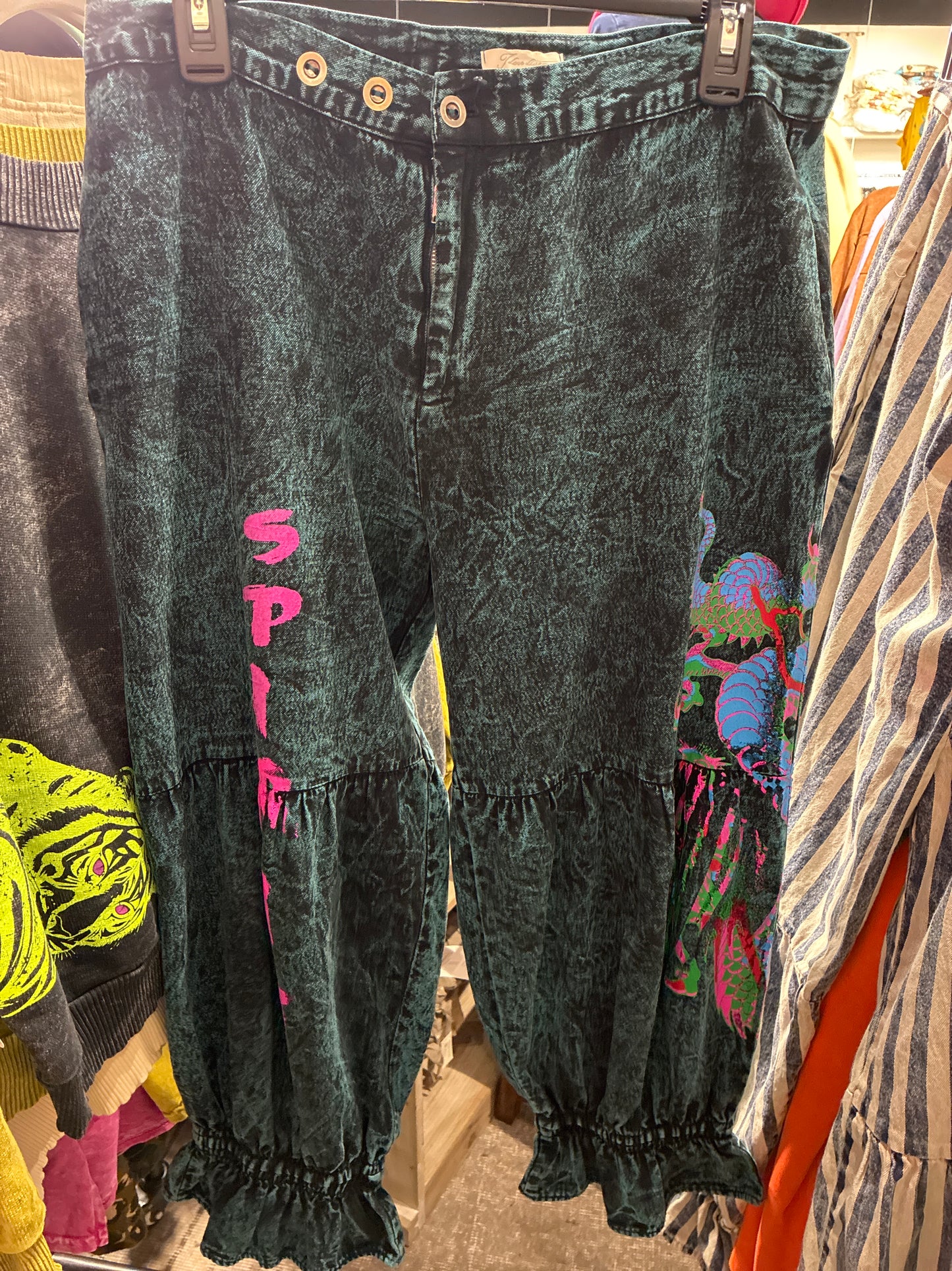 BLUE MINERAL WASH SPIRIT DRAGON PANT