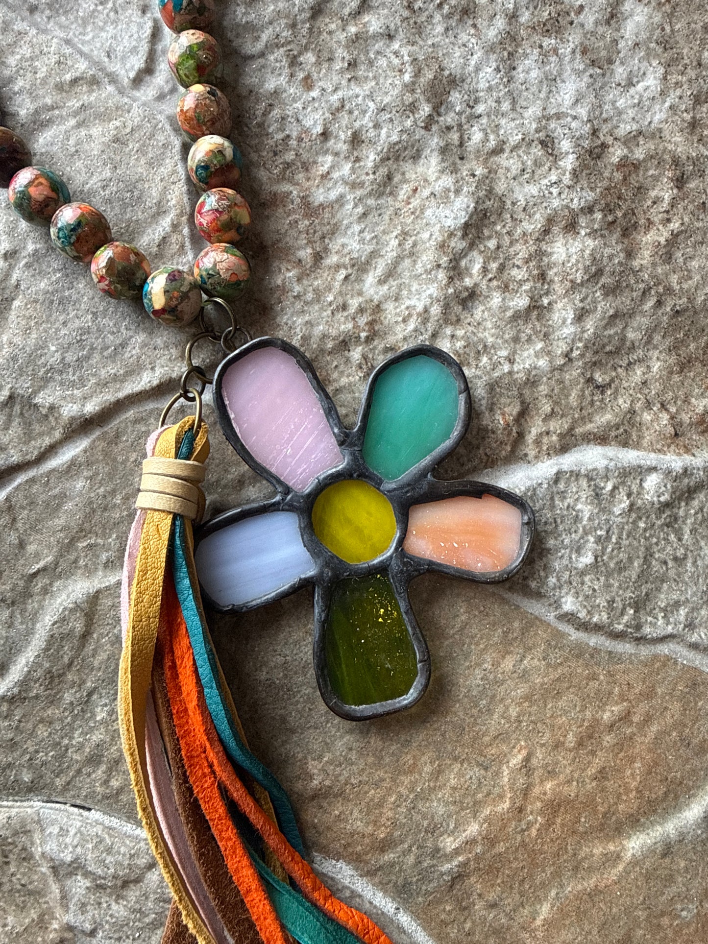 Flower Stained Glass Necklace