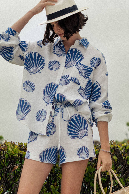 Sea shell Blue Shell Cotton Gauze Set