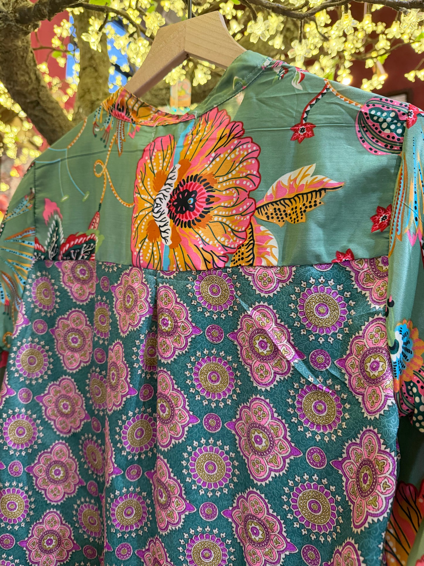 Emerald Blooms Button Down Blouse