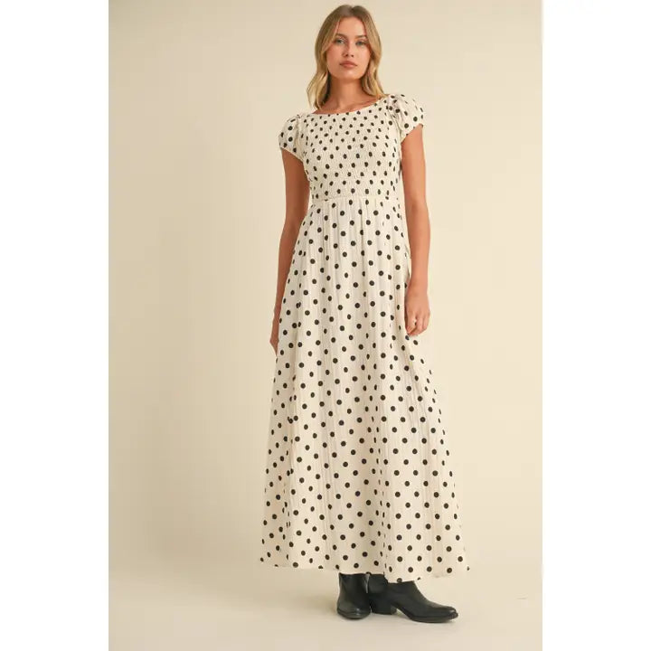 Creme Polka Dot Maxi Dress