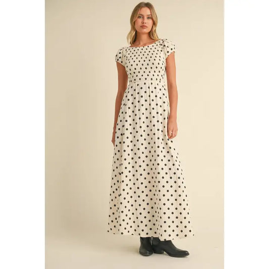 Creme Polka Dot Maxi Dress