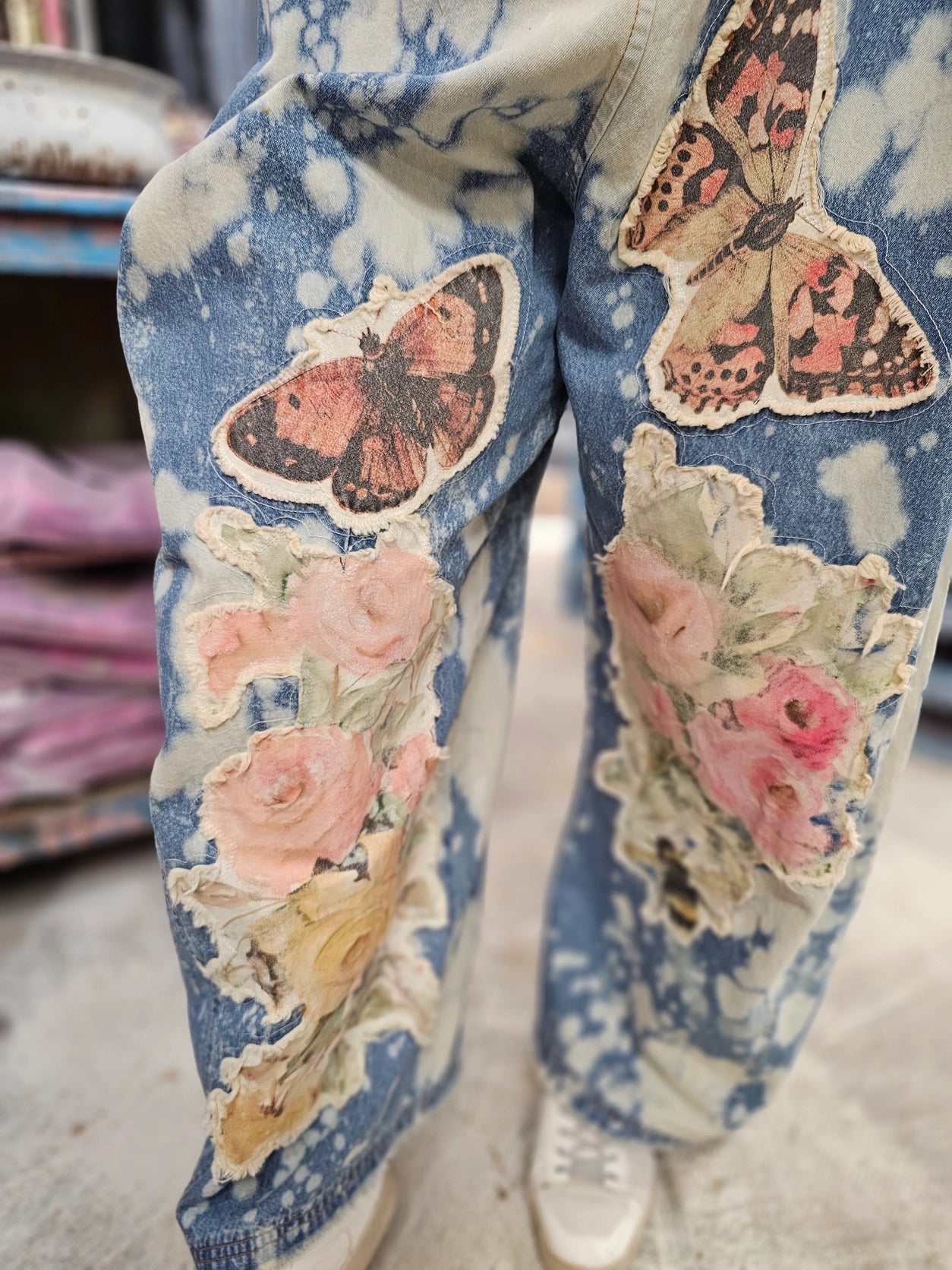 Vintage Butterfly Denim Overalls