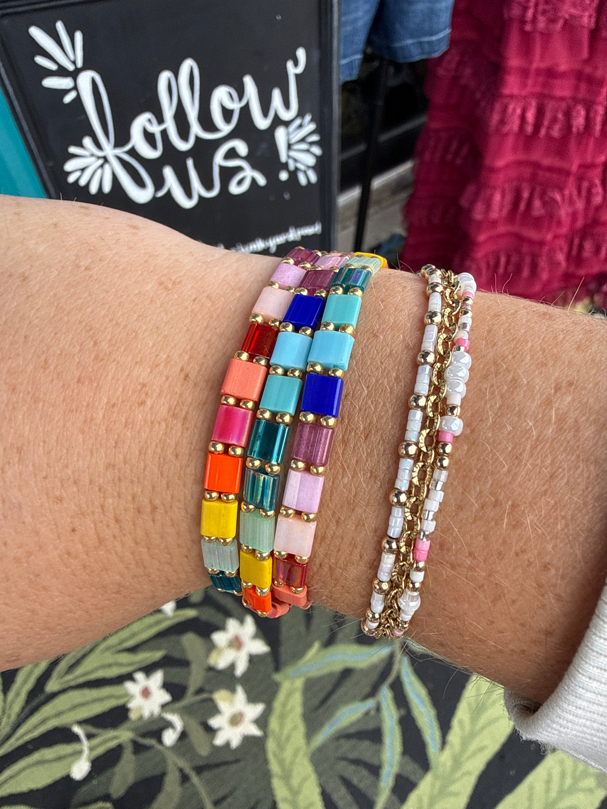 Gold Rainbow Stretch Bracelet