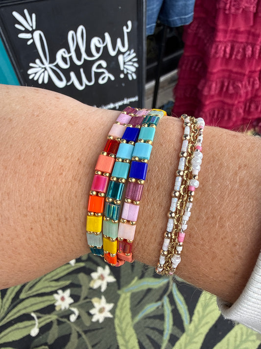 Gold Rainbow Stretch Bracelet