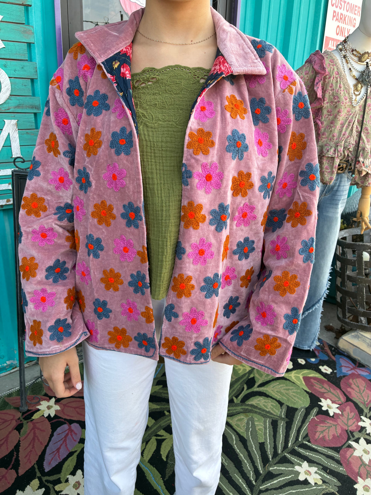 Wildflower Pink Velvet Jacket