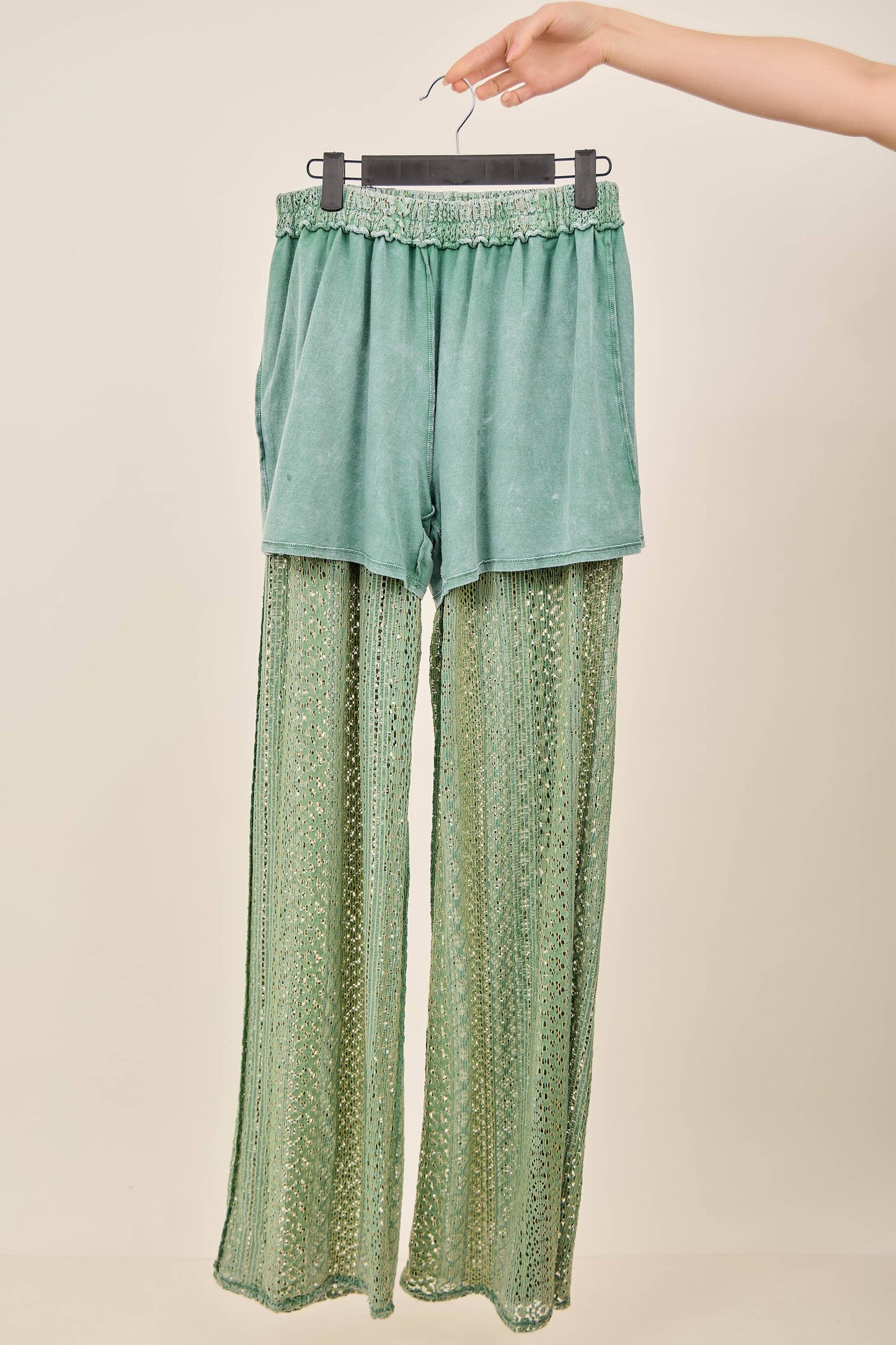 MineralWashed Boho Lace Cool Pants with Lined shorts