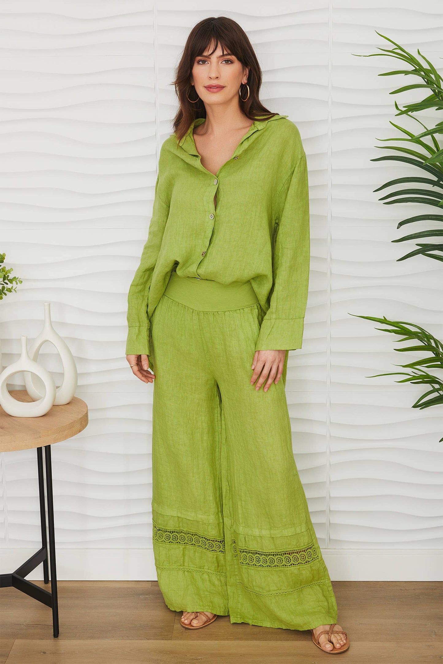 Avocado Green Linen Set