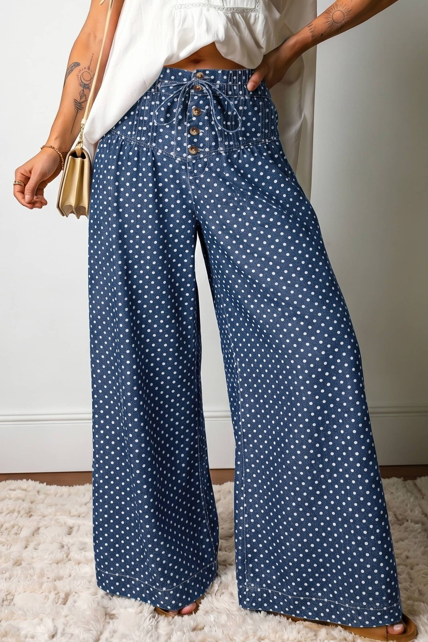 Polka Dot Button Pleated Detail (4-16)