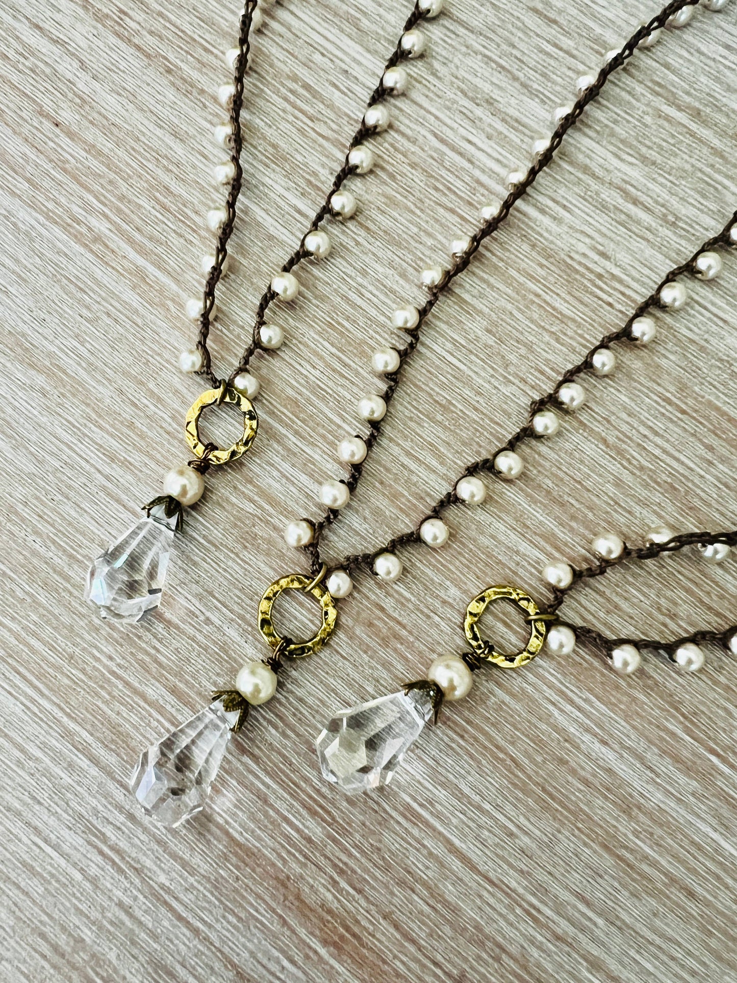 Baroque Handcrafted Glass Pearl and Faceted Crystal Necklace