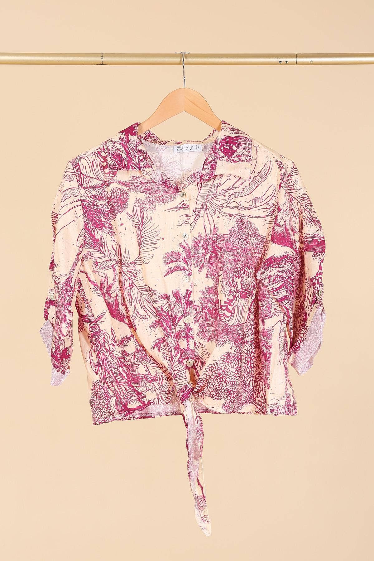 Jungle Toille Linen Blouse