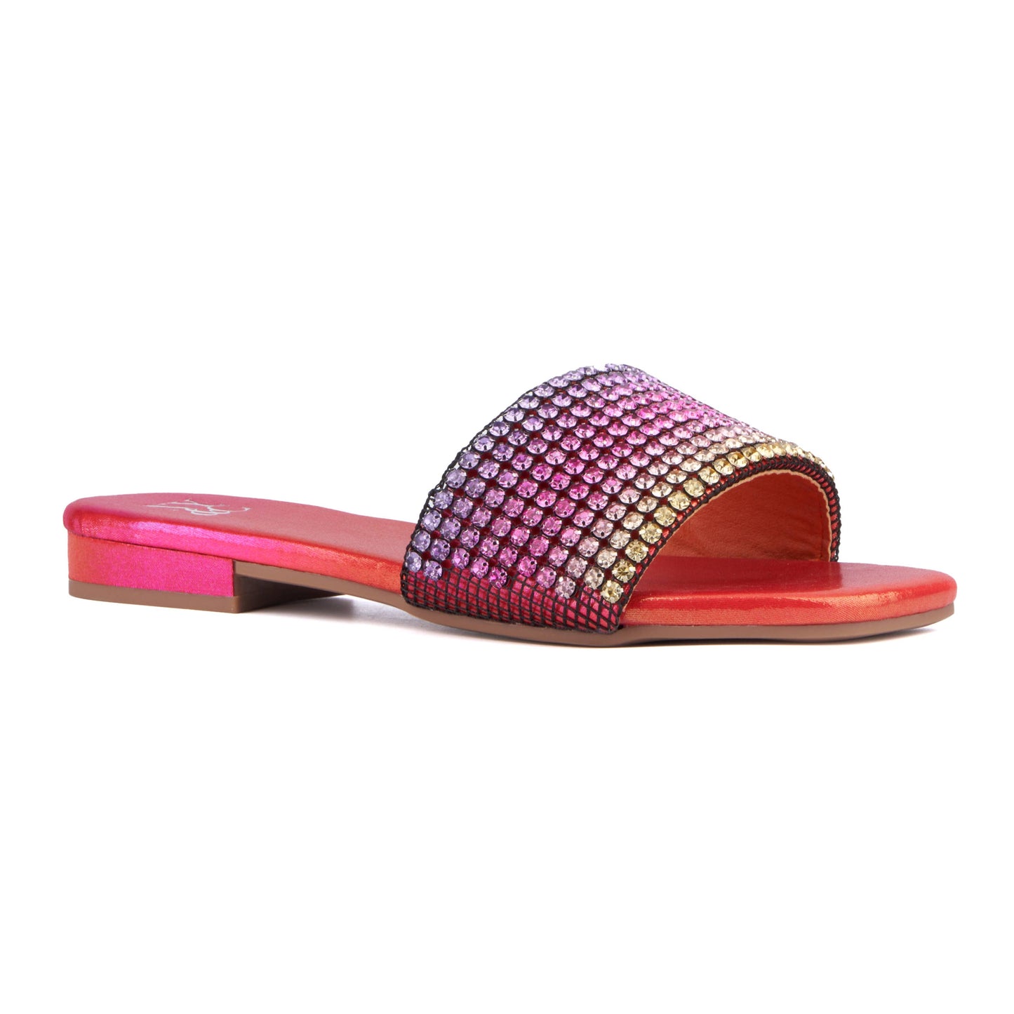 Pink Ombre Rhinestone Flat Sandal