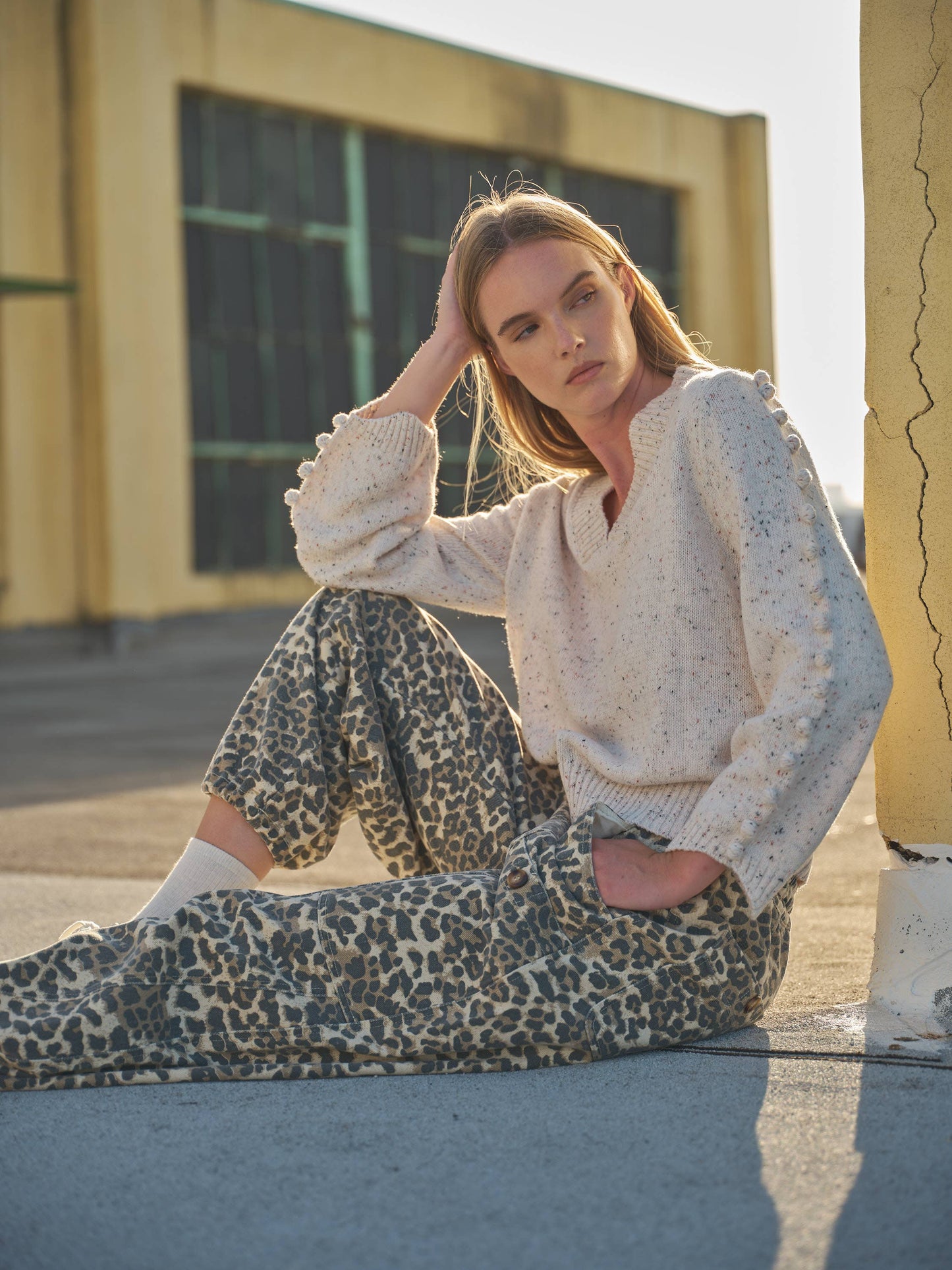 LEOPARD PRINT RELAXED FIT PULL-ON PANTS