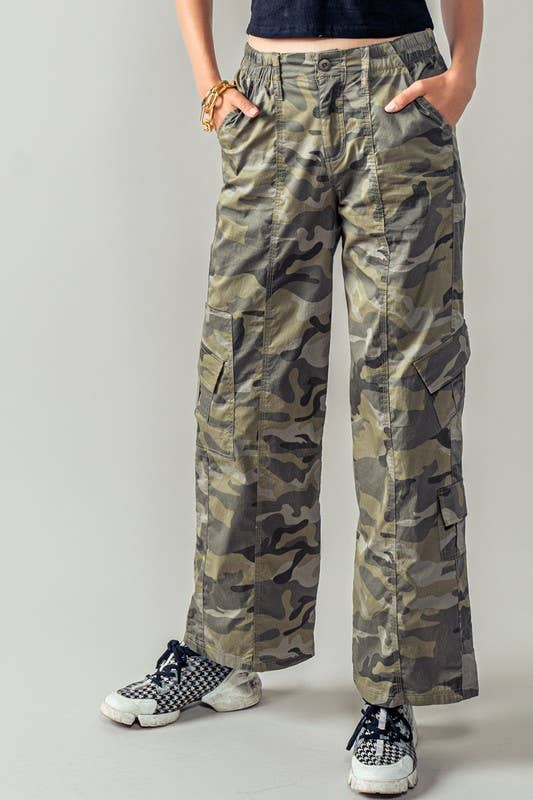 Wide Leg Camo Utility Pants