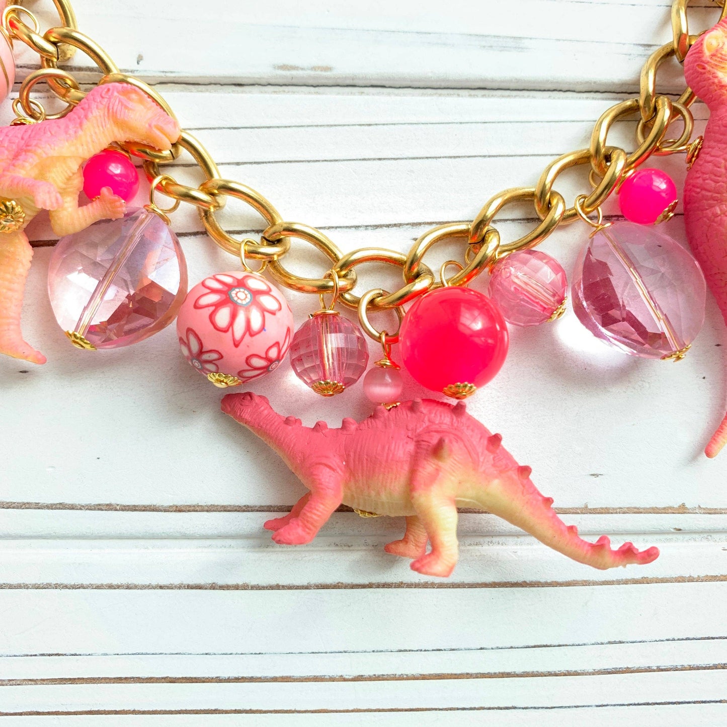Pink Dinosaur Chain Bag Charm