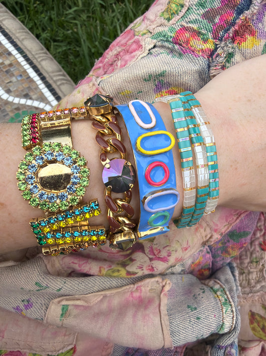 Turq White Stretch Bracelet
