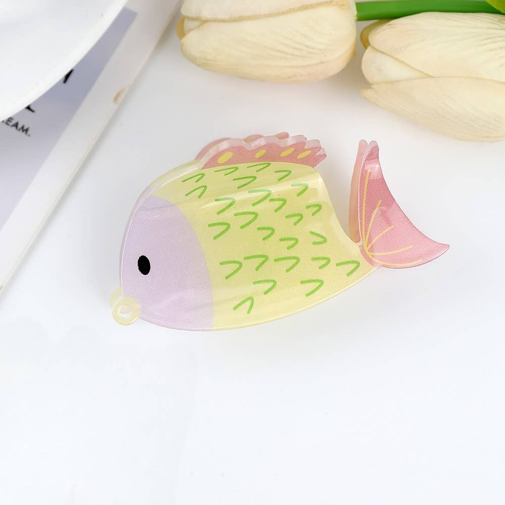 JUMBO VIBRANT OCEAN SEA FISH HAIR CLAW CLIPS