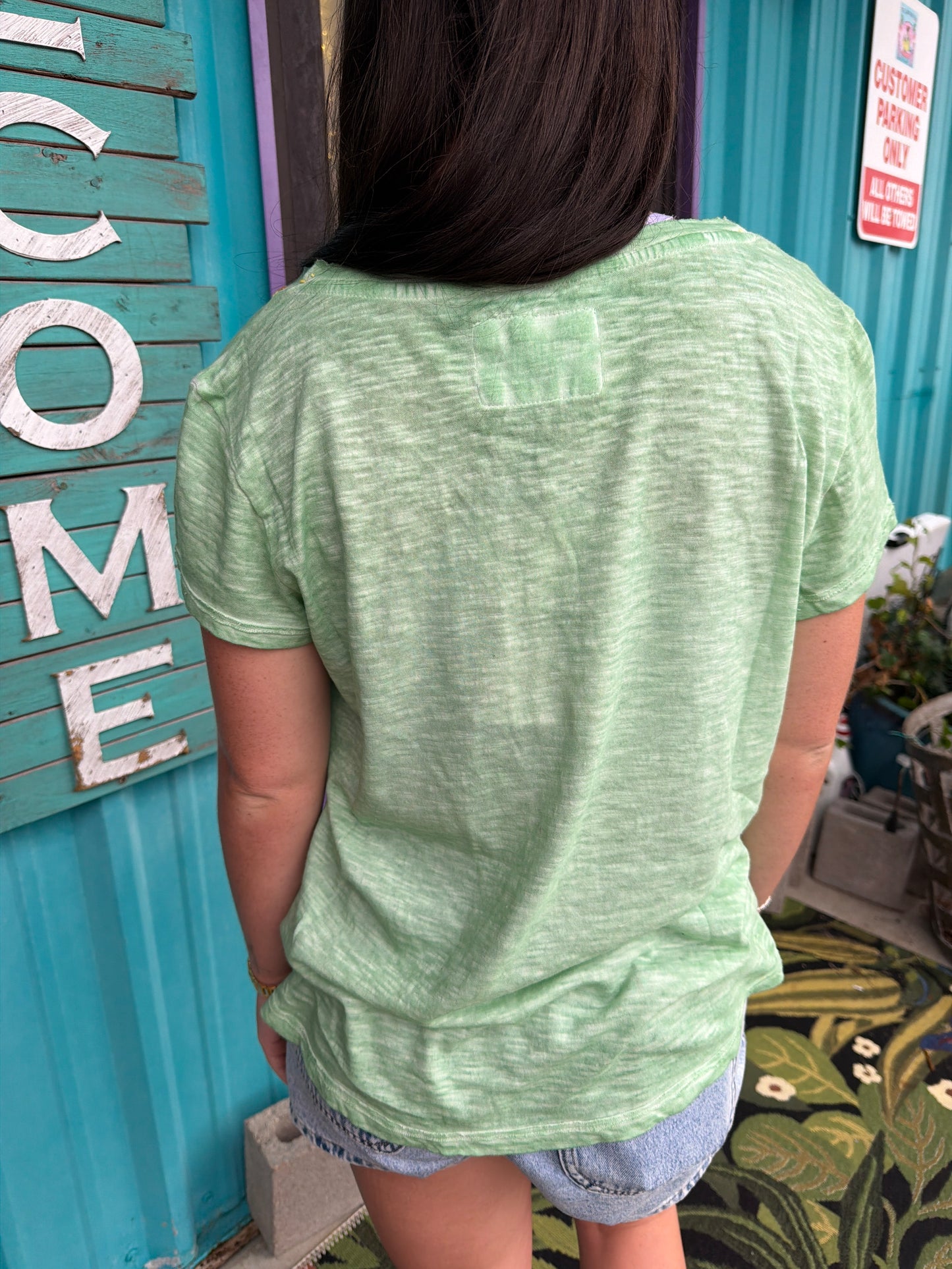 Mint Stitched Short Sleeve Tee