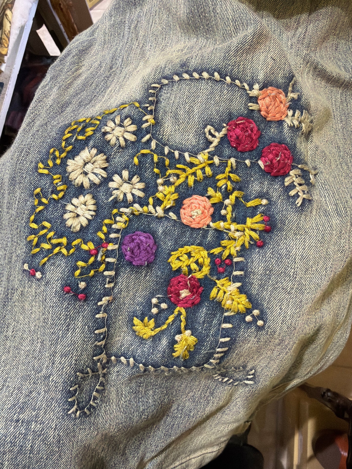 Flower Power Patchwork Denim Overalls