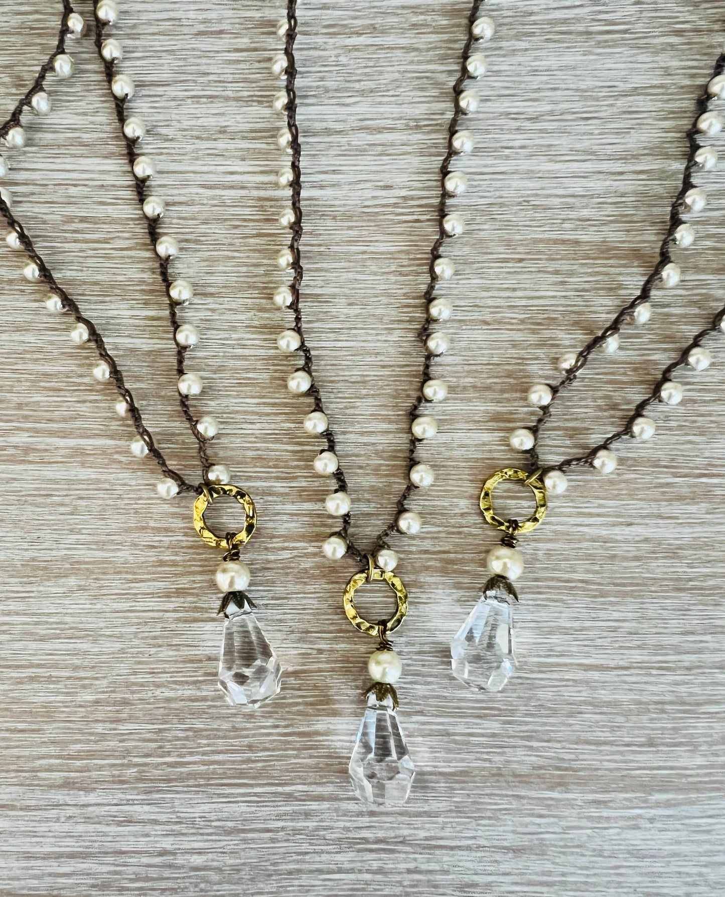 Baroque Handcrafted Glass Pearl and Faceted Crystal Necklace