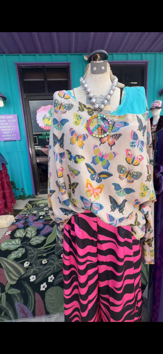 Beige Butterfly Sweatshirt