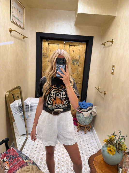 WHITE COTTON SHORTS