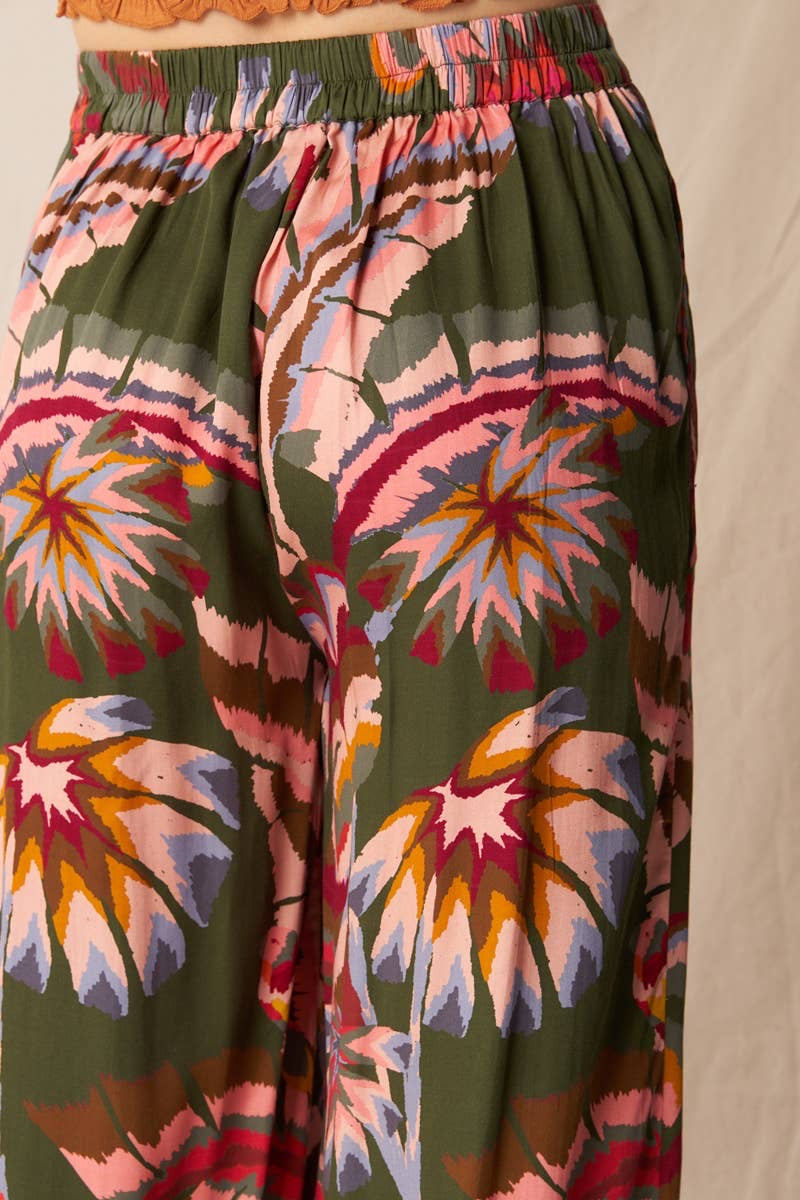 Silky Tropical Short Sleeve Pant Set